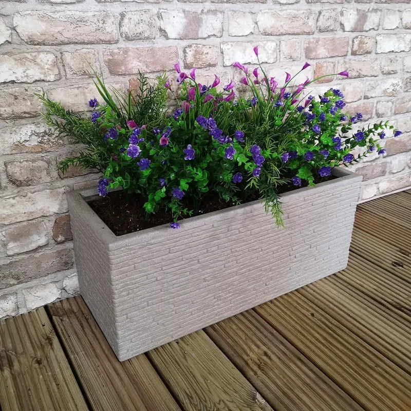 Stone Slate Effect Garden Trough Planter 60cm Indoor Outdoor Frostproof