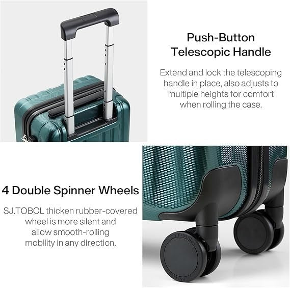 Expandable 20” Airline Carry On Hard Shell Spinner Luggage