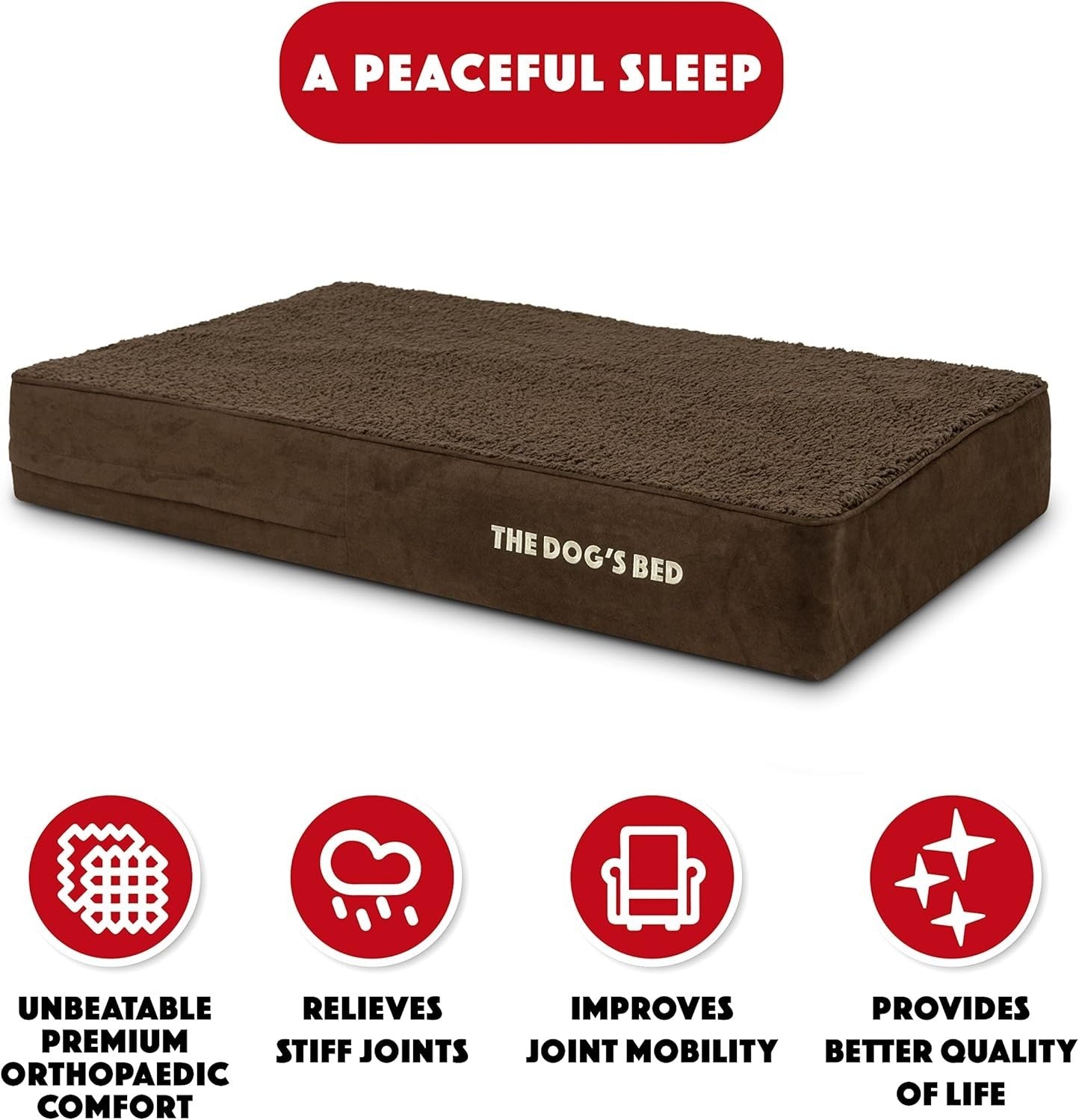 Large Orthopedic Memory Foam Dog Bed 101x64x15cm Brown