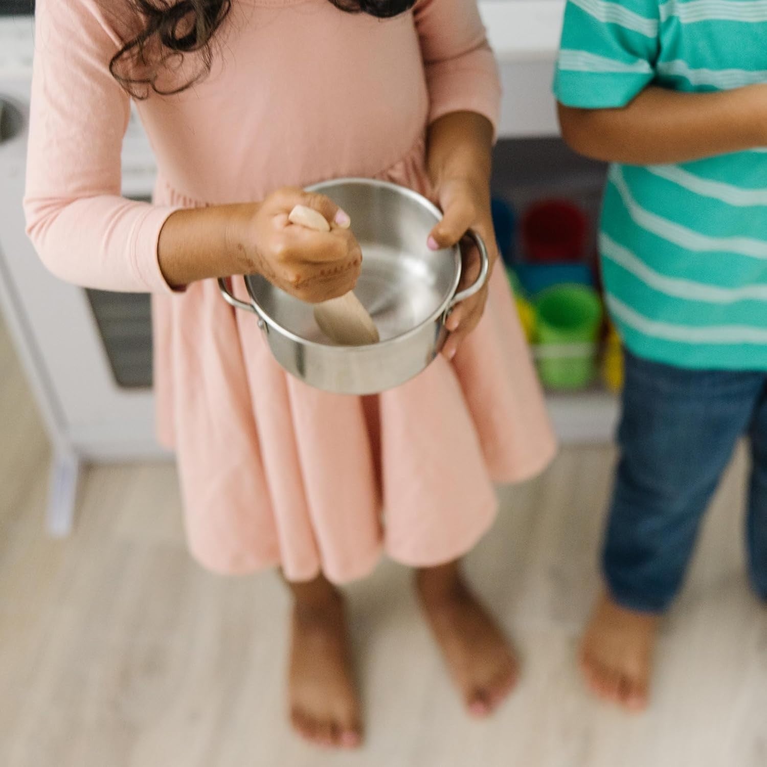 Kids Stainless Steel Pots Pans Play Kitchen Accessories Cooking Set