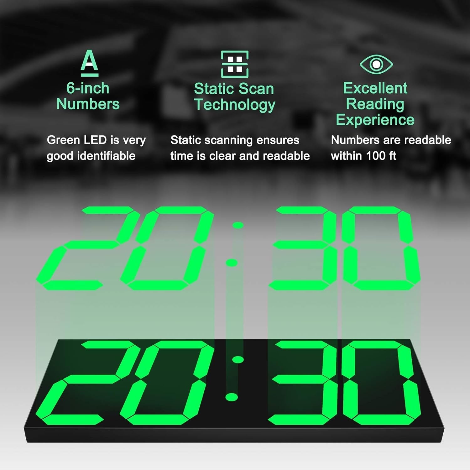18" Digital LED Wall Clock Green Display Timer Thermometer Calendar USB
