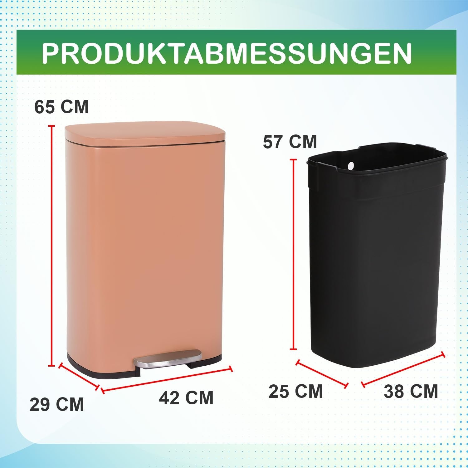 50L Stainless Steel Kitchen Bin Step On Lid Soft Close Pink