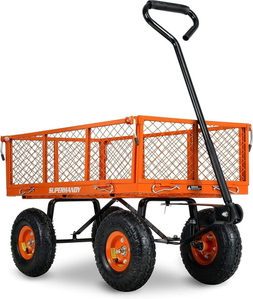 Heavy Duty 400lb Garden Utility Wagon with Removable Sides & 10" Wheels Black