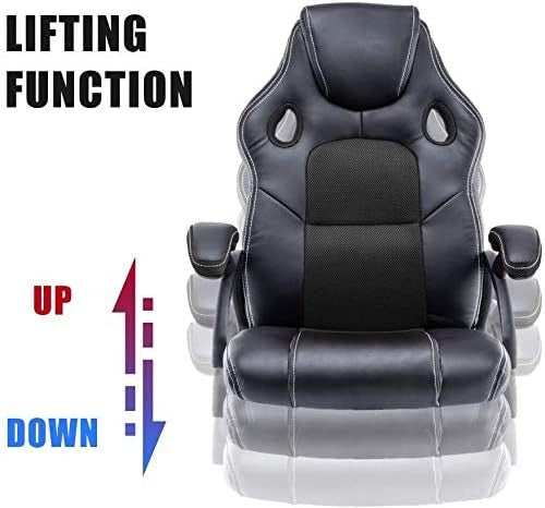 Racing Style Gaming Chair Black PU Leather Ergonomic Swivel Desk