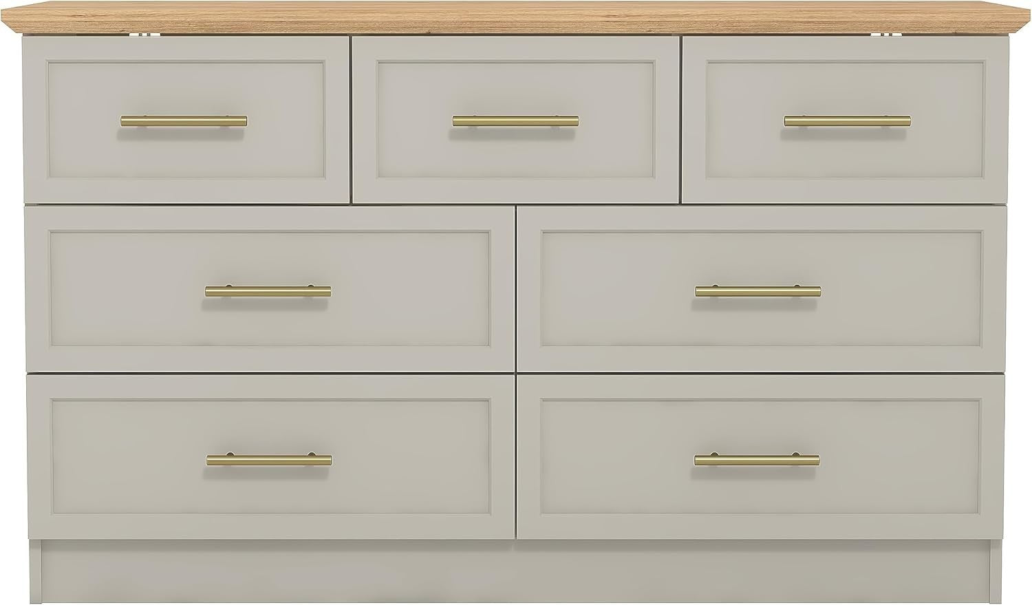 7-Drawer Storage Chest for Bedroom, Entryway & Living Room – Light Grey/Oak