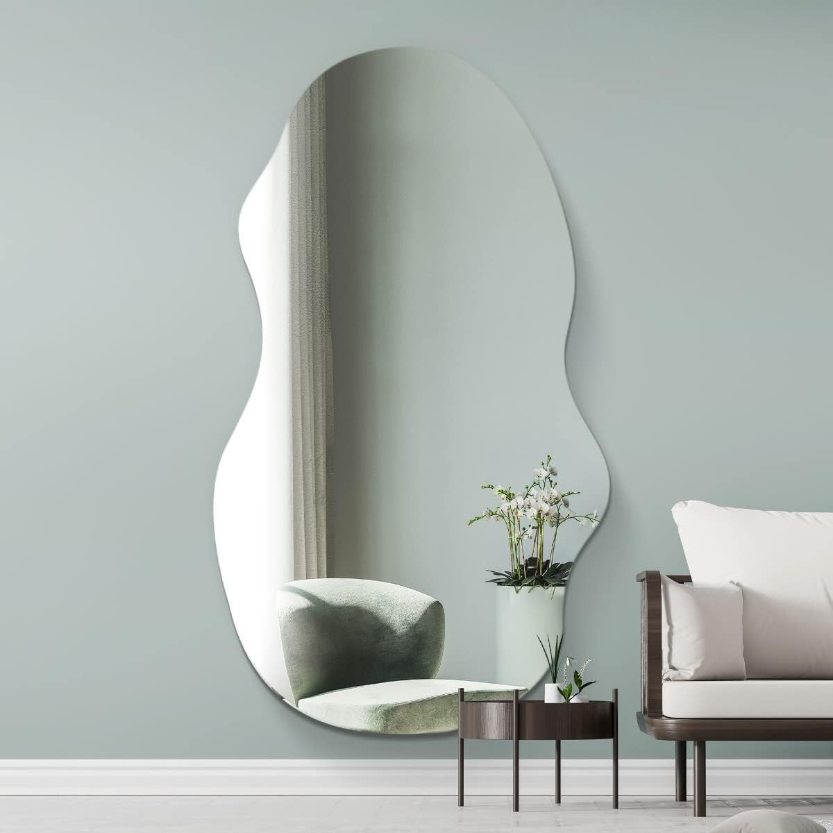 Frameless Full Length Wall Mirror 180x80cm Arched, Polished Edge