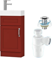 Slim 400mm Bathroom Vanity Unit with Basin Red Floor Standing Sink Cabinet