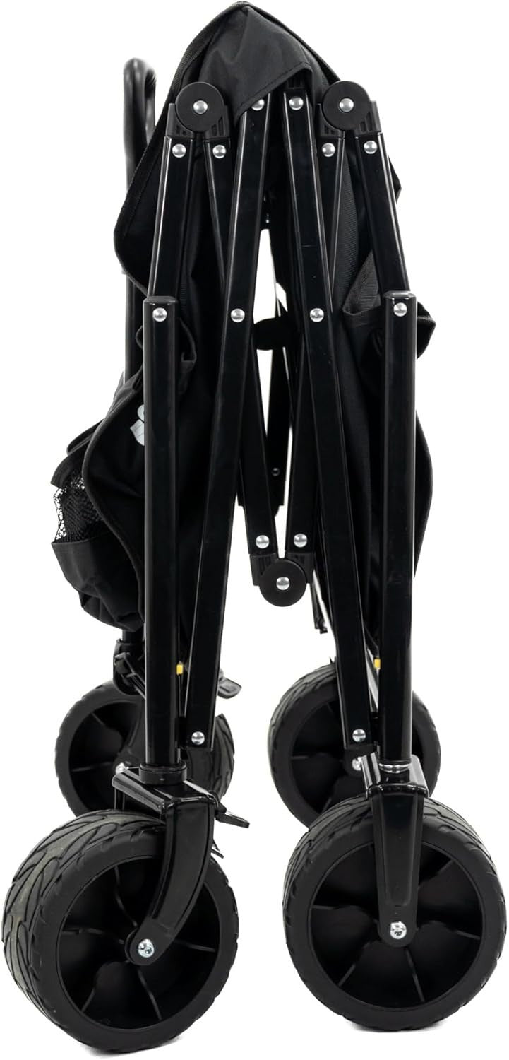 Folding Garden Trolley Cart 100kg Load 135L Capacity w/ Brakes 360° Wheels Black
