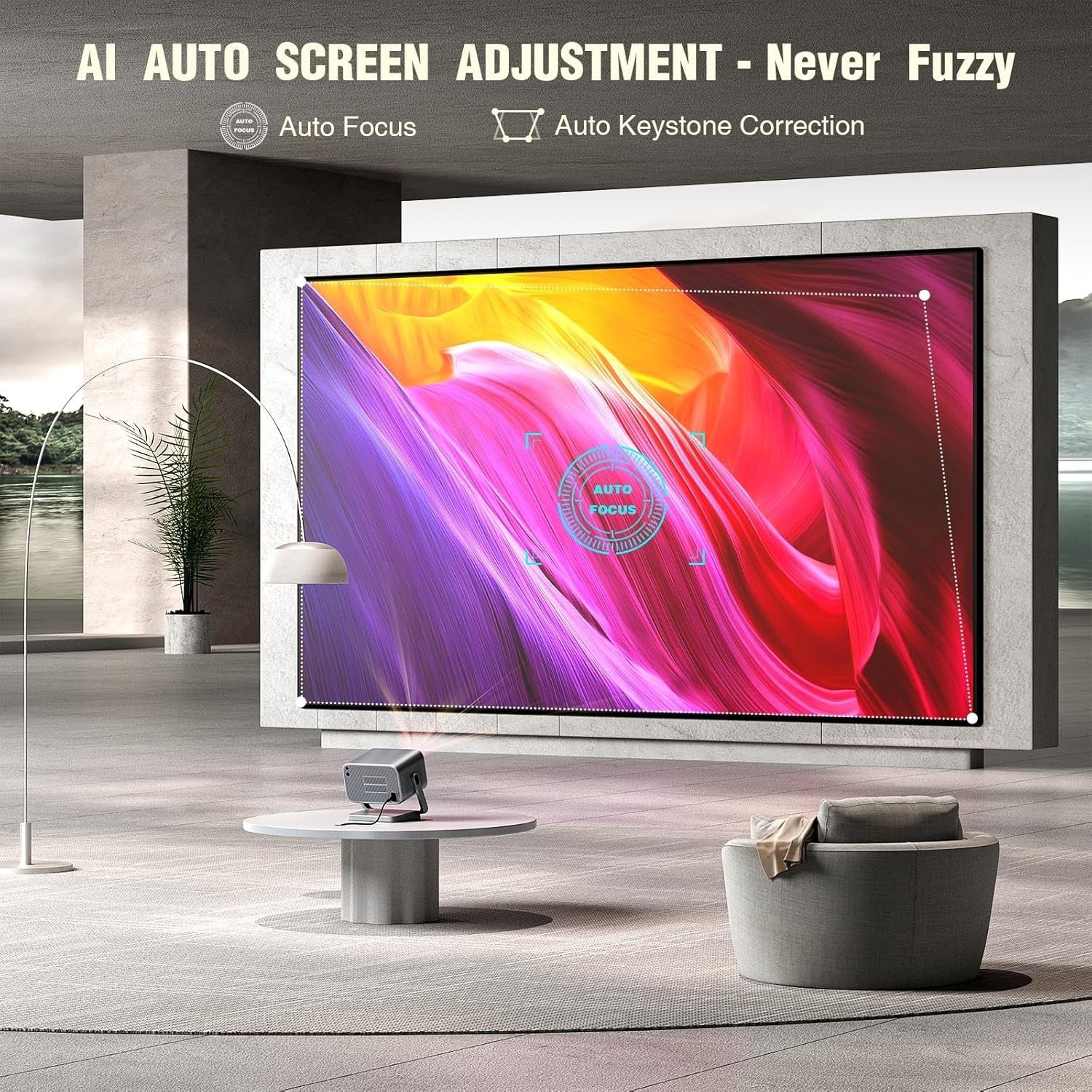 700ANSI 1080P Smart Projector Netflix WiFi6 Bluetooth Auto Focus