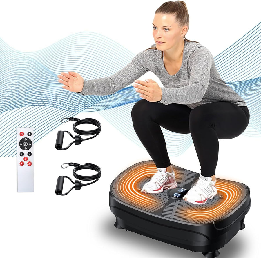 Black Portable Vibration Plate Exercise Machine 99 Levels Lymphatic Drainage