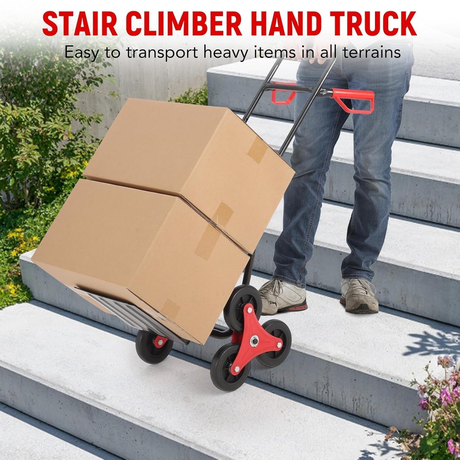 330lb Stair Climbing Hand Truck Folding 6 Wheel Grocery Luggage Cart