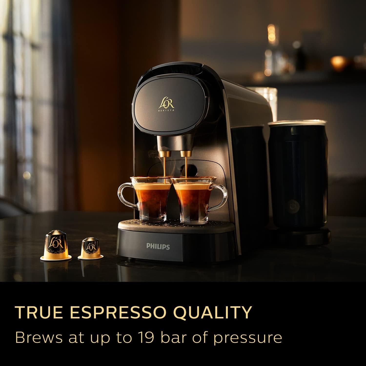 Espresso Capsule Coffee Machine & Milk Frother | 19 Bar Pressure | Dual Shot