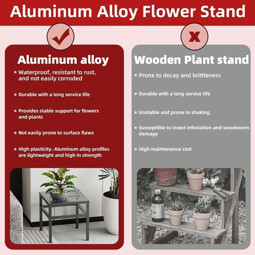 Heavy Duty Metal Plant Stand Indoor Outdoor Black Rust Proof Flower Pot Table
