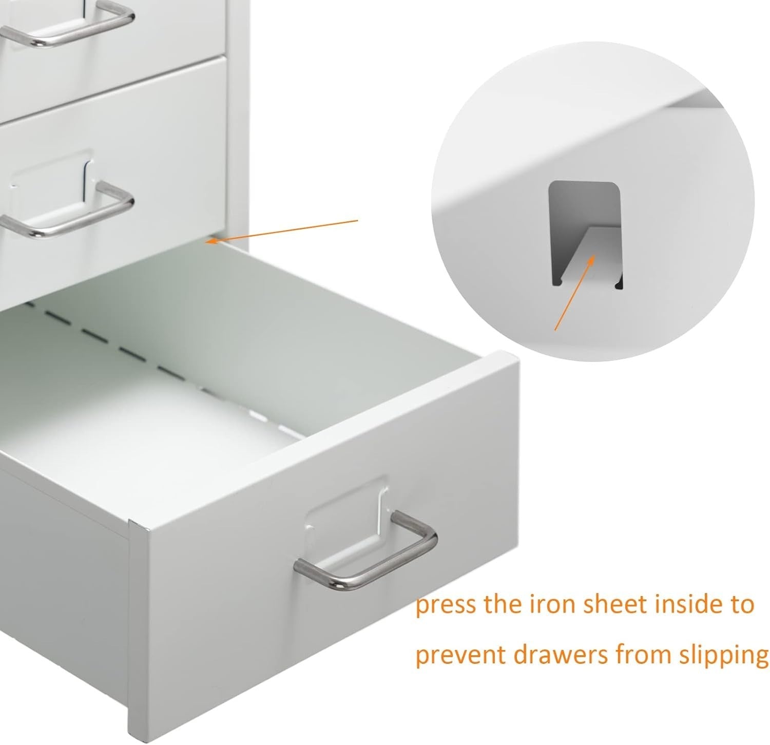 White Metal Rolling Drawer Cabinet 6 Tier Mobile Storage Organizer