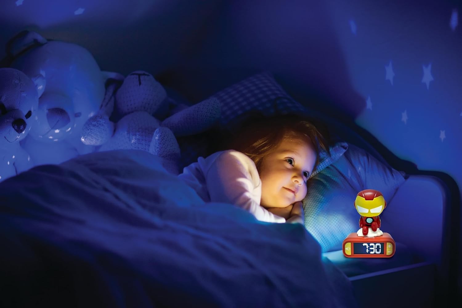 Kids Superhero Alarm Clock Night Light LED Display  Sounds Bedroom