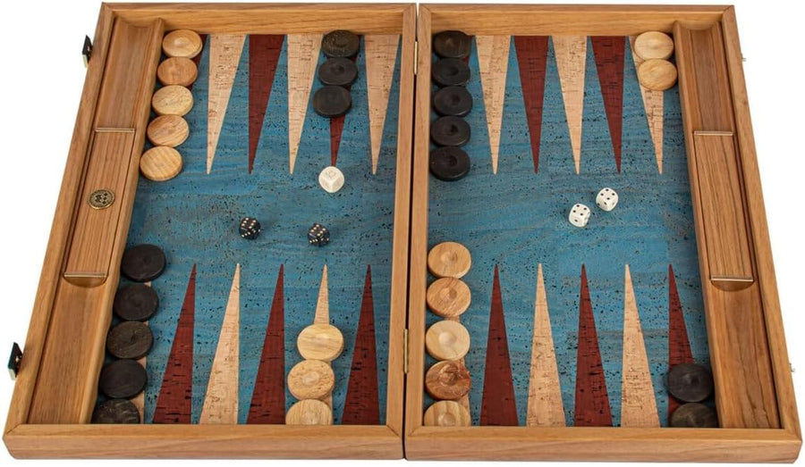 19 Inch Luxury Cork Backgammon Set Wooden Folding Strategy Board Game
