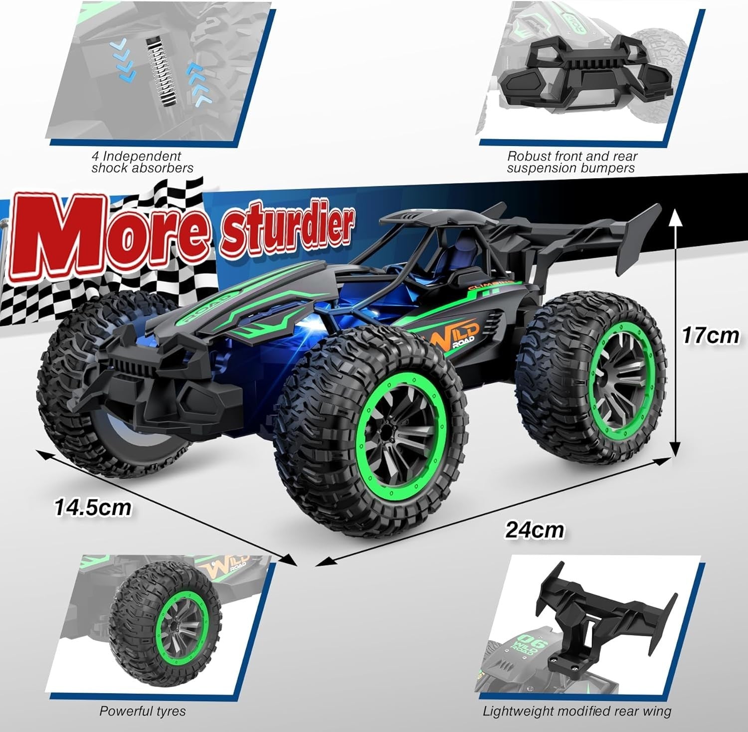 20KM/H RC Car 2.4GHz Off-Road Remote Control Car 2WD Fast Buggy Gift for Kids Bo