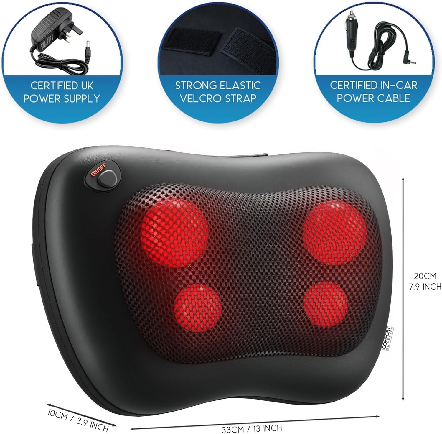 Shiatsu Back Massager Pillow with Heat Deep Kneading Neck Relief