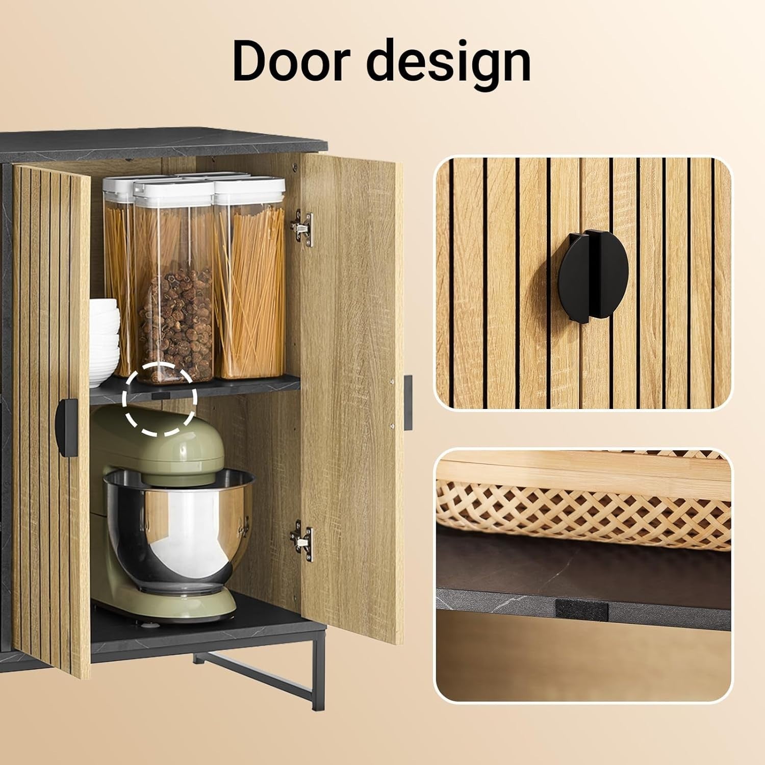 Modern Hallway Sideboard Cabinet | Wine Rack + Microwave Shelf | 107cm Wide