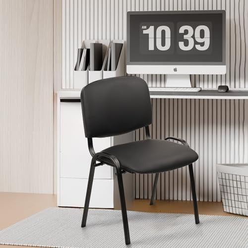 Stackable PU Leather Office Guest Chair Armless Waiting Room Seat