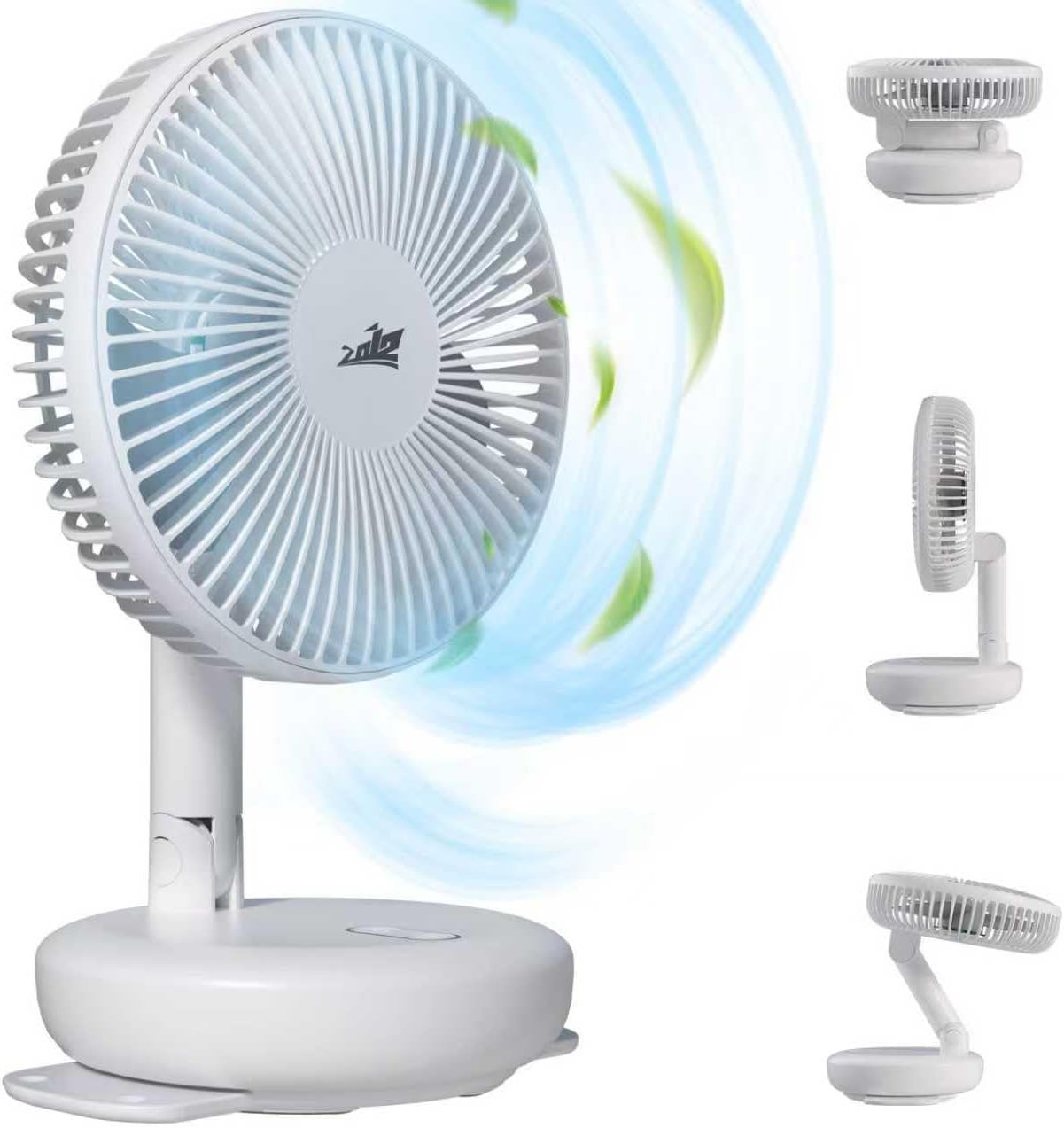 12V Wall Mount Fan – 180° Foldable Dual Power Fan with LED Light for RV & Boat