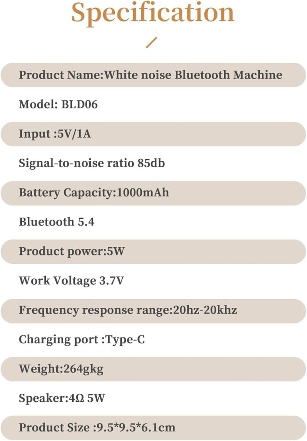 Wireless Sleep Sound Machine with White Noise, Portable & Night Light