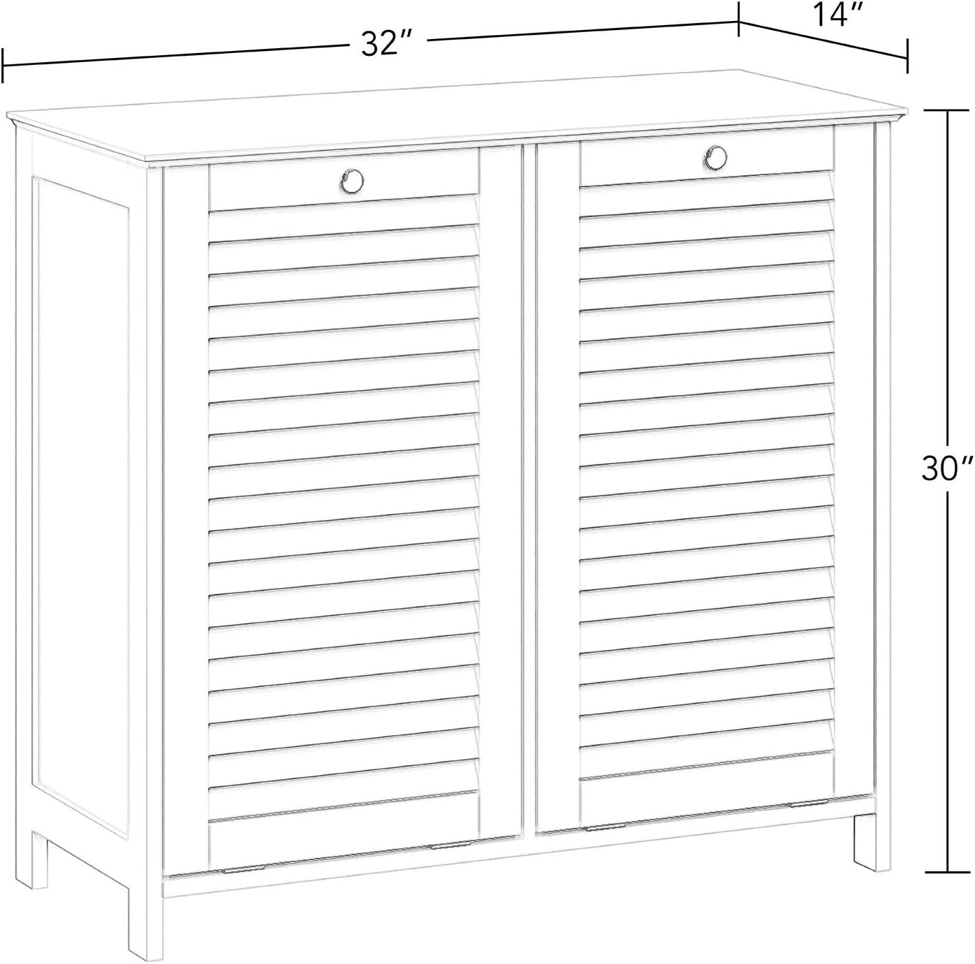 Double Tilt Out Laundry Hamper Cabinet Storage Unit with Removable Bags