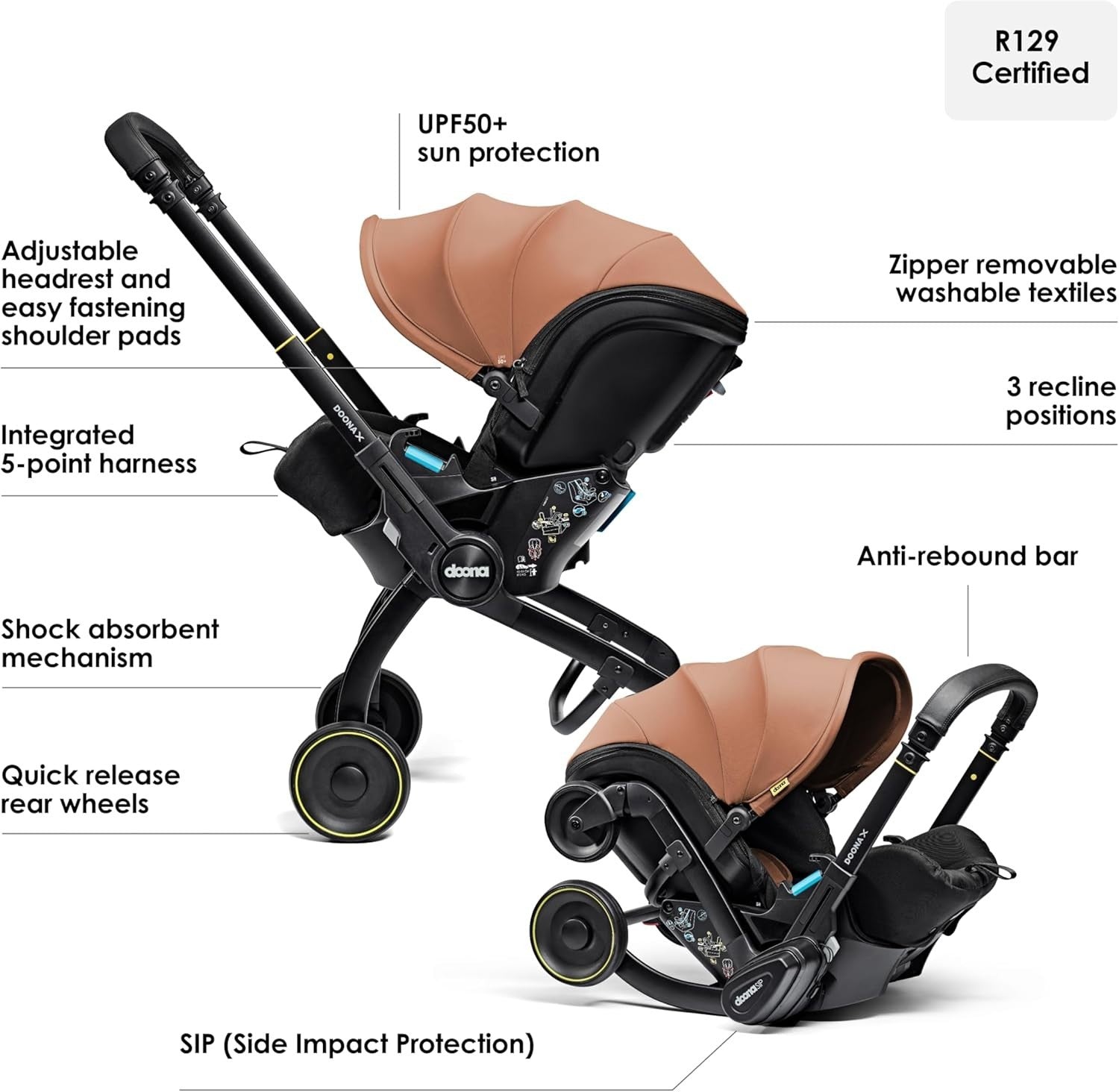 Convertible Baby Car Seat Stroller 0+ 3 Recline Travel System Terracotta