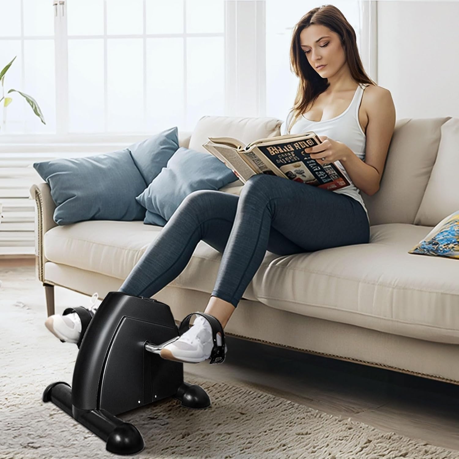 Compact Mini Exercise Bike w/ LCD Tracker & Adjustable Resistance for Arms/Legs