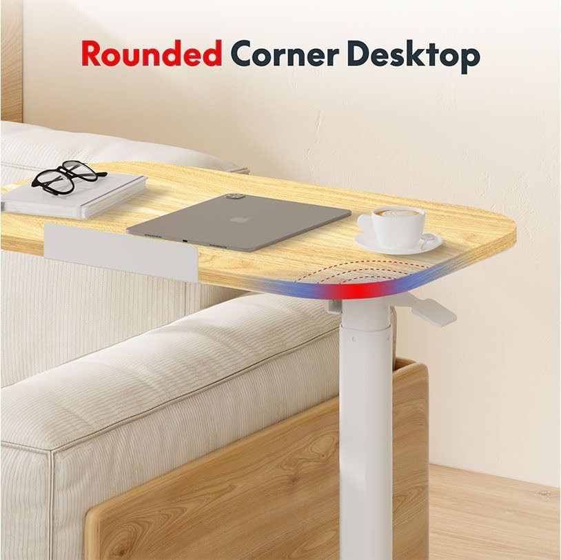 Adjustable Standing Overbed Desk Mobile Laptop Table Gas Lift 60x40cm