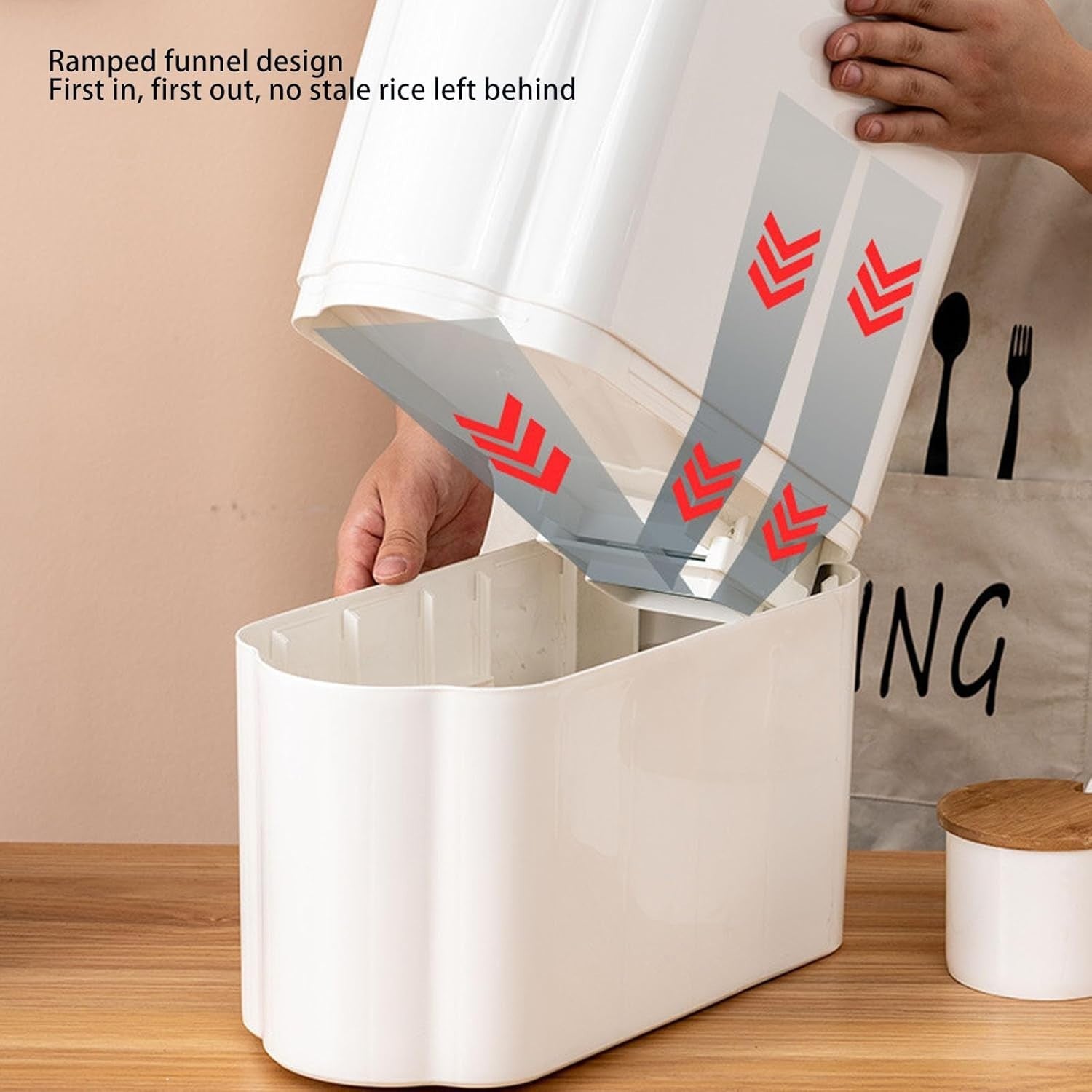 10KG Sealed Rice Dispenser Press Type Grain Storage Container PP Bin