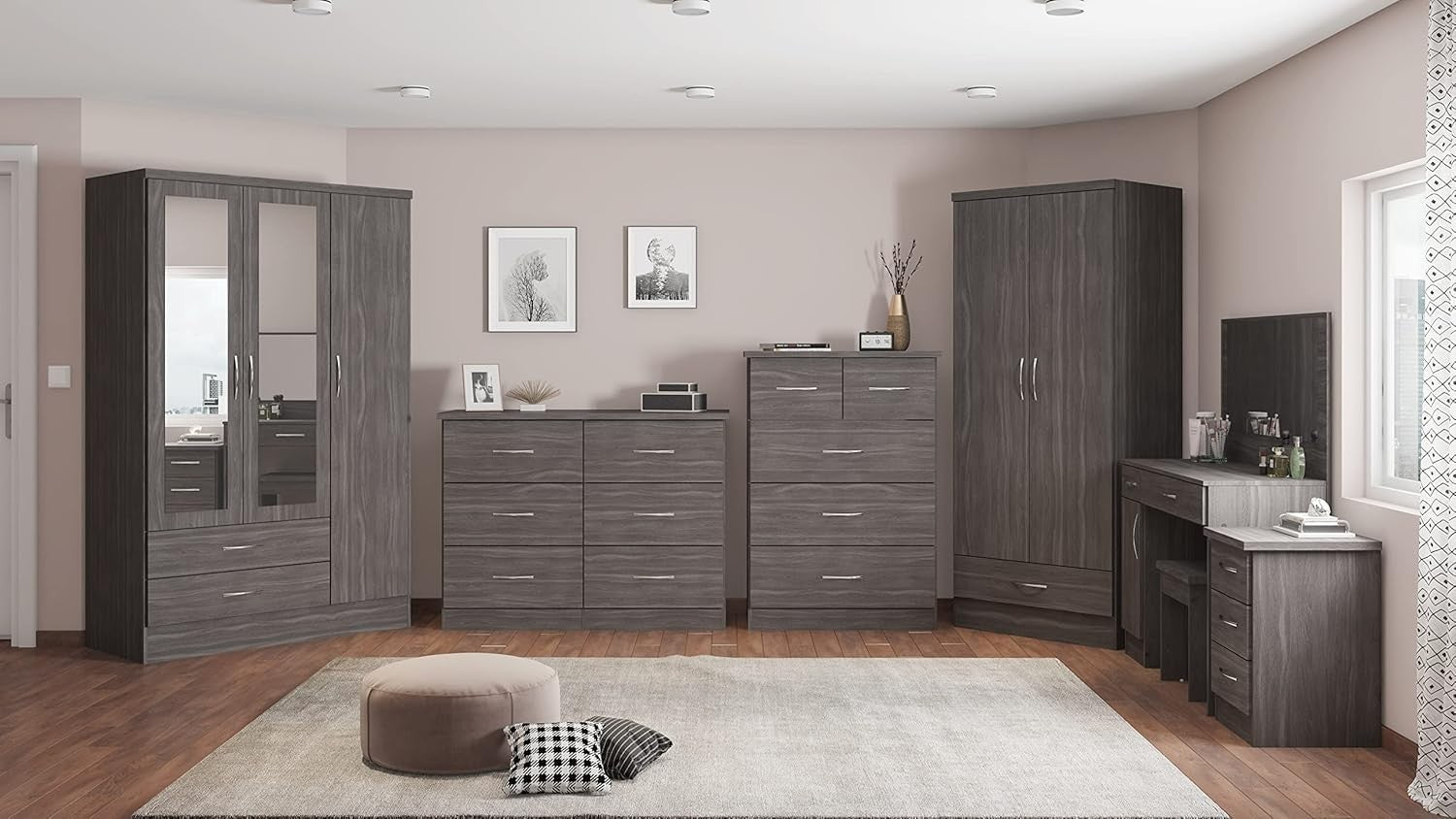 Black 3 Drawer Bedside Table – Modern Wooden Nightstand