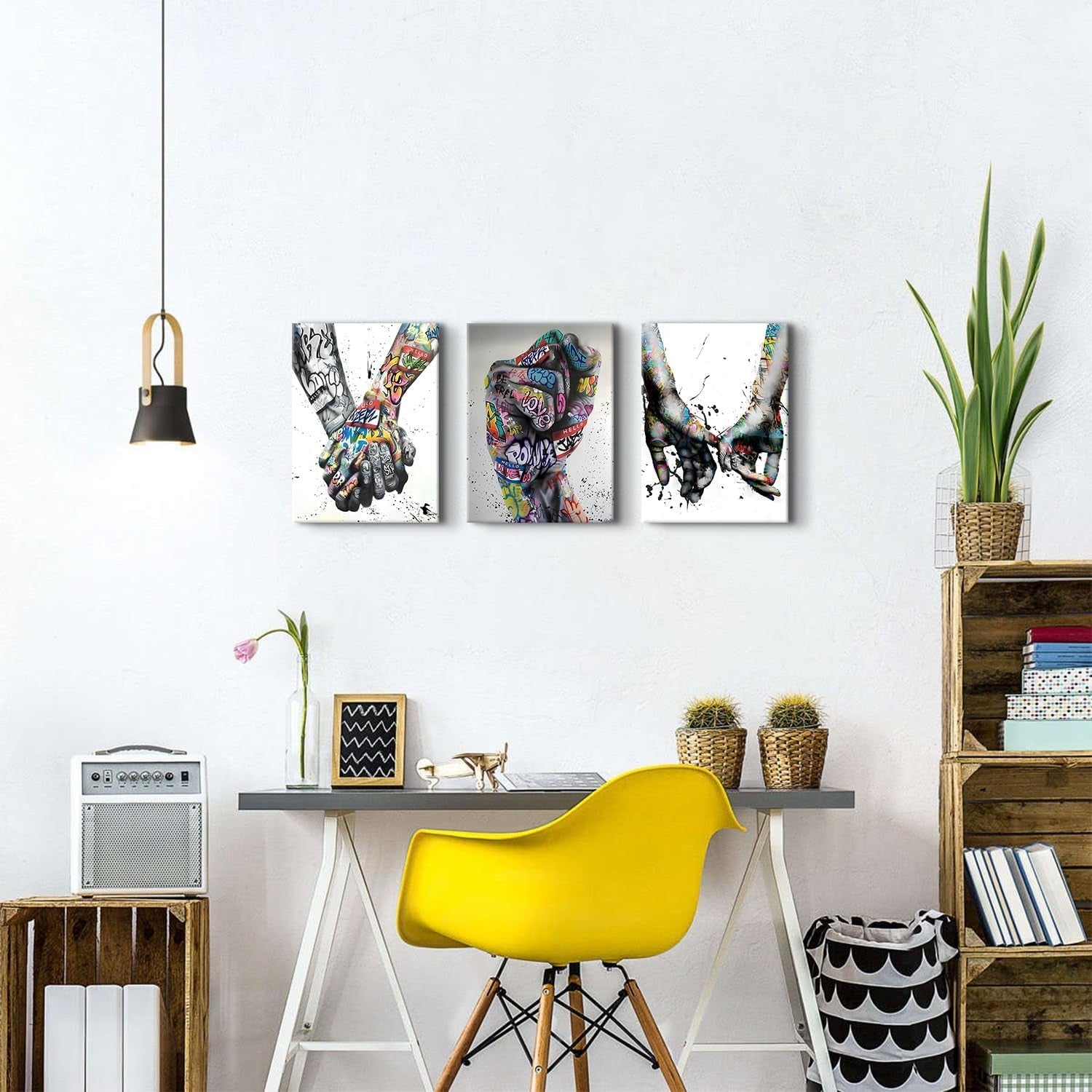 3Pcs Graffiti Love Hands Canvas Wall Art 12x16