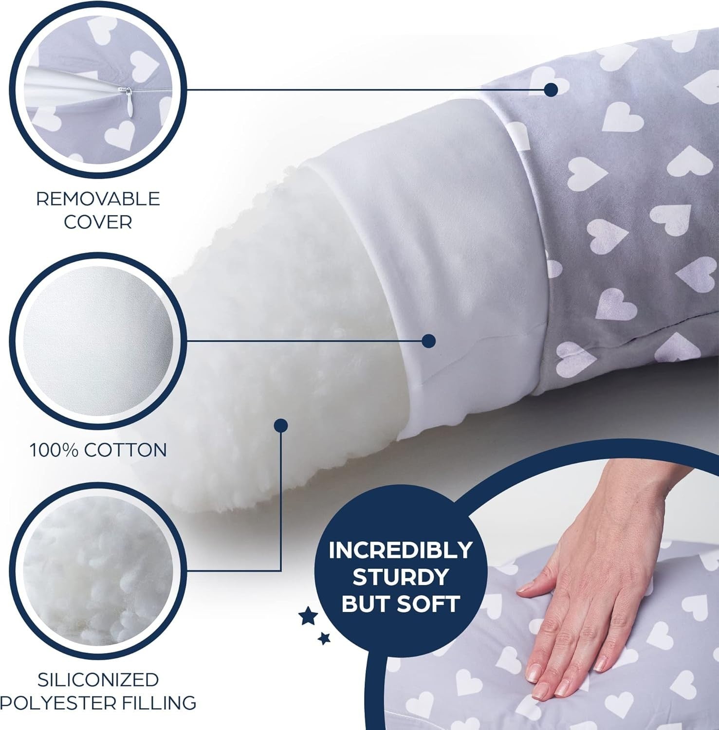 Pregnancy Pillow XXL U Shape Maternity Body Support Nursing 100% Cotton