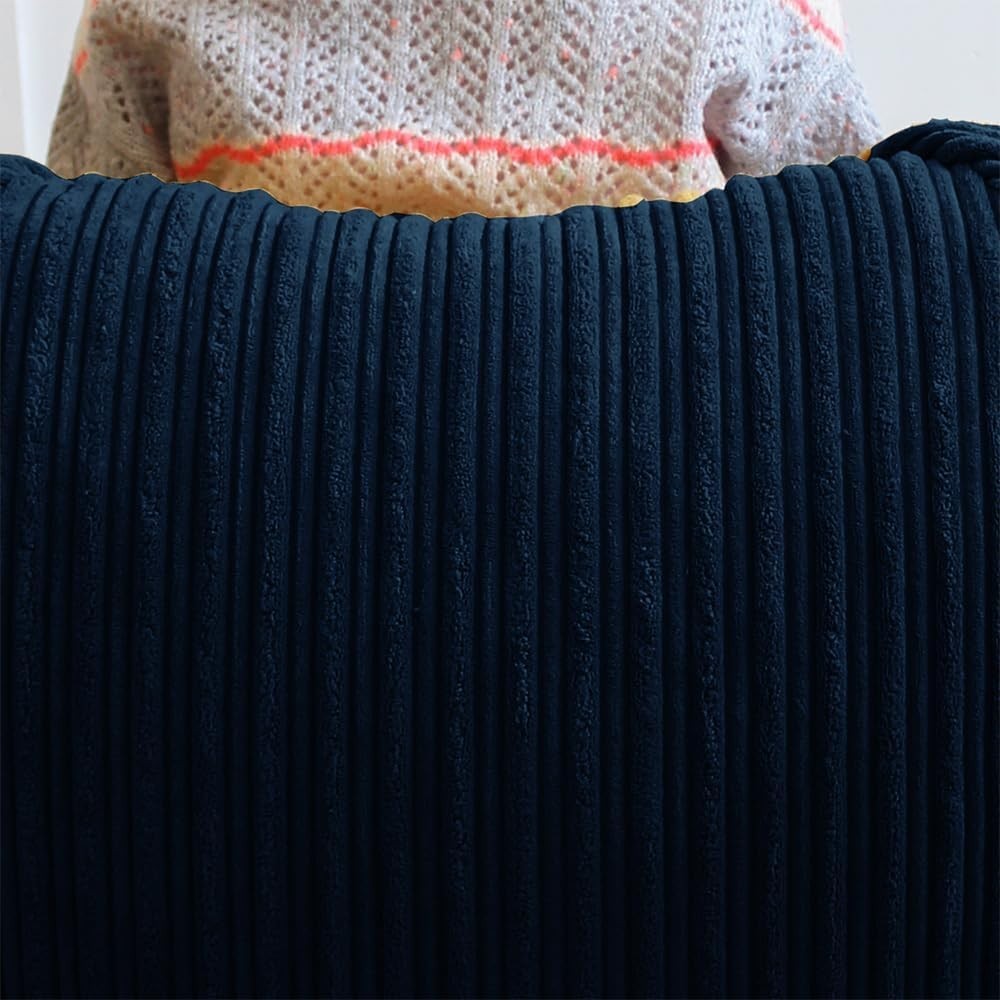 Kids Cord Bean Bag Chair - Soft Mini Slouch Seat, Navy, Washable, 60x80cm