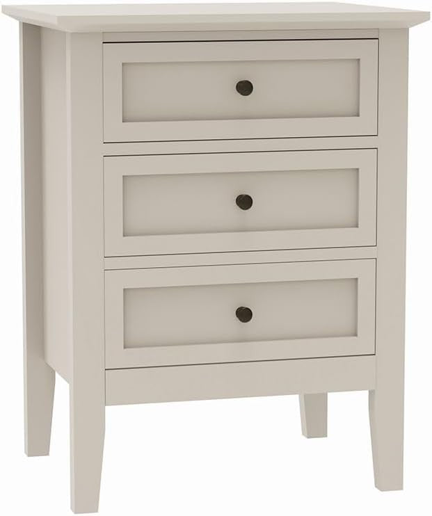 Pair of 3 Drawer Cream Bedside Tables – Modern Storage Cabinets for Bedroom