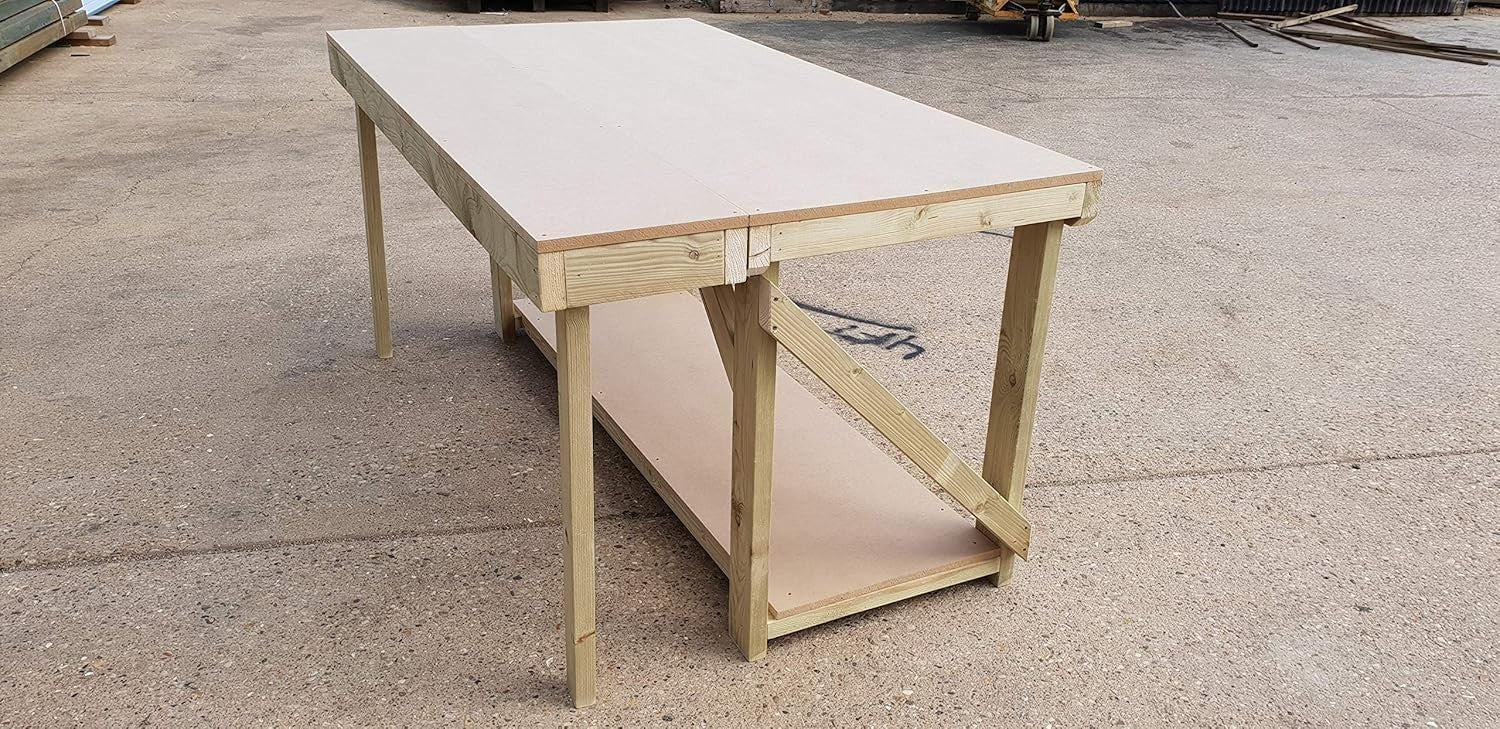 4ft–8ft Extendable Heavy Duty Workbench MDF Top – Strong Wooden Work Table