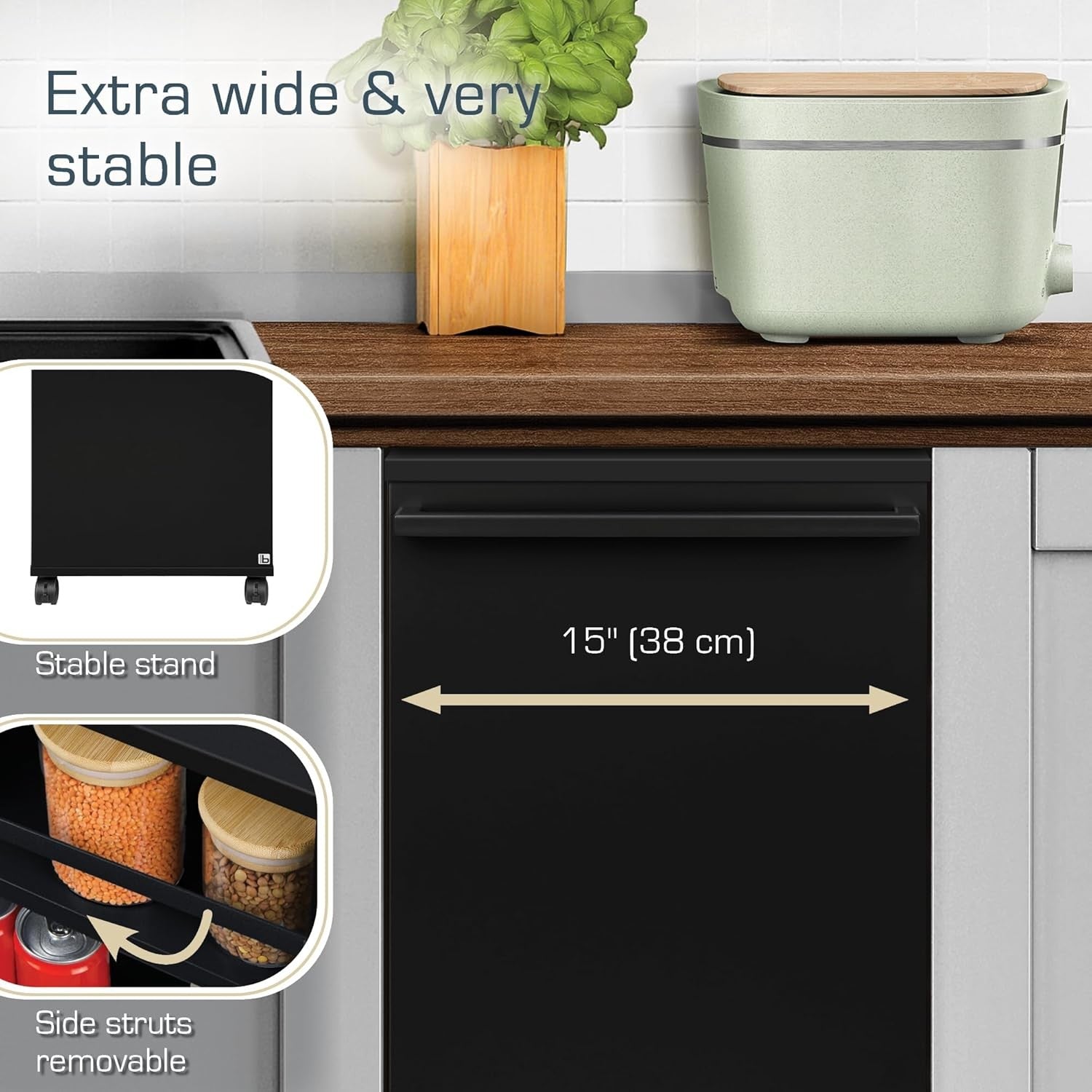 Kitchen Storage Cart on Wheels Slim Rolling Trolley Adjustable Shelves