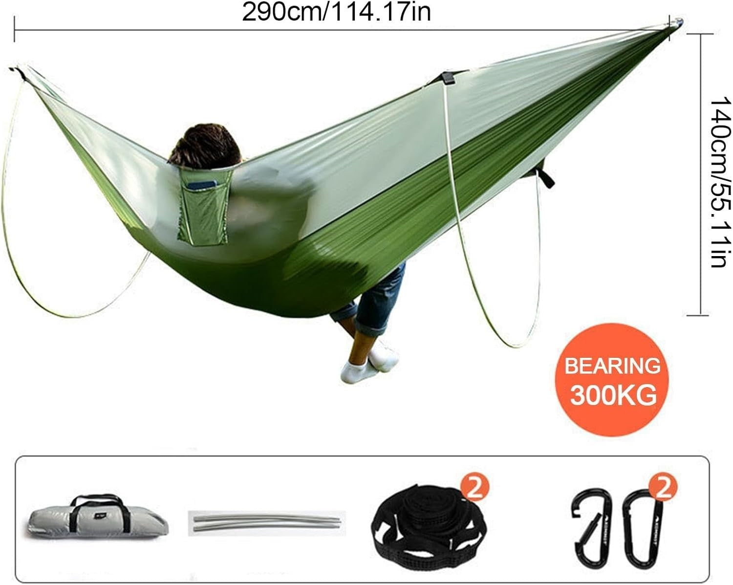 Portable Outdoor Camping Hammock with Poles, Waterproof Travel Swing Bed