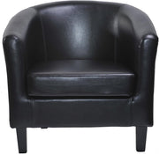 Leather Tub Chair Armchair Club Lounge Seat Faux Leather Black