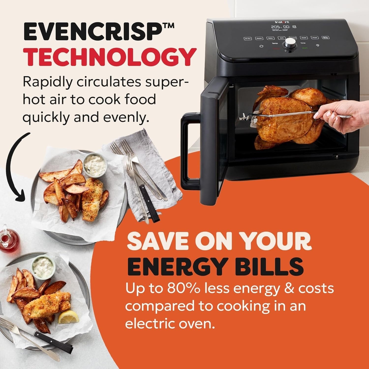 13L XXL Air Fryer Oven | 9 Smart Programs | Rotisserie | Grill | Bake | Energy
