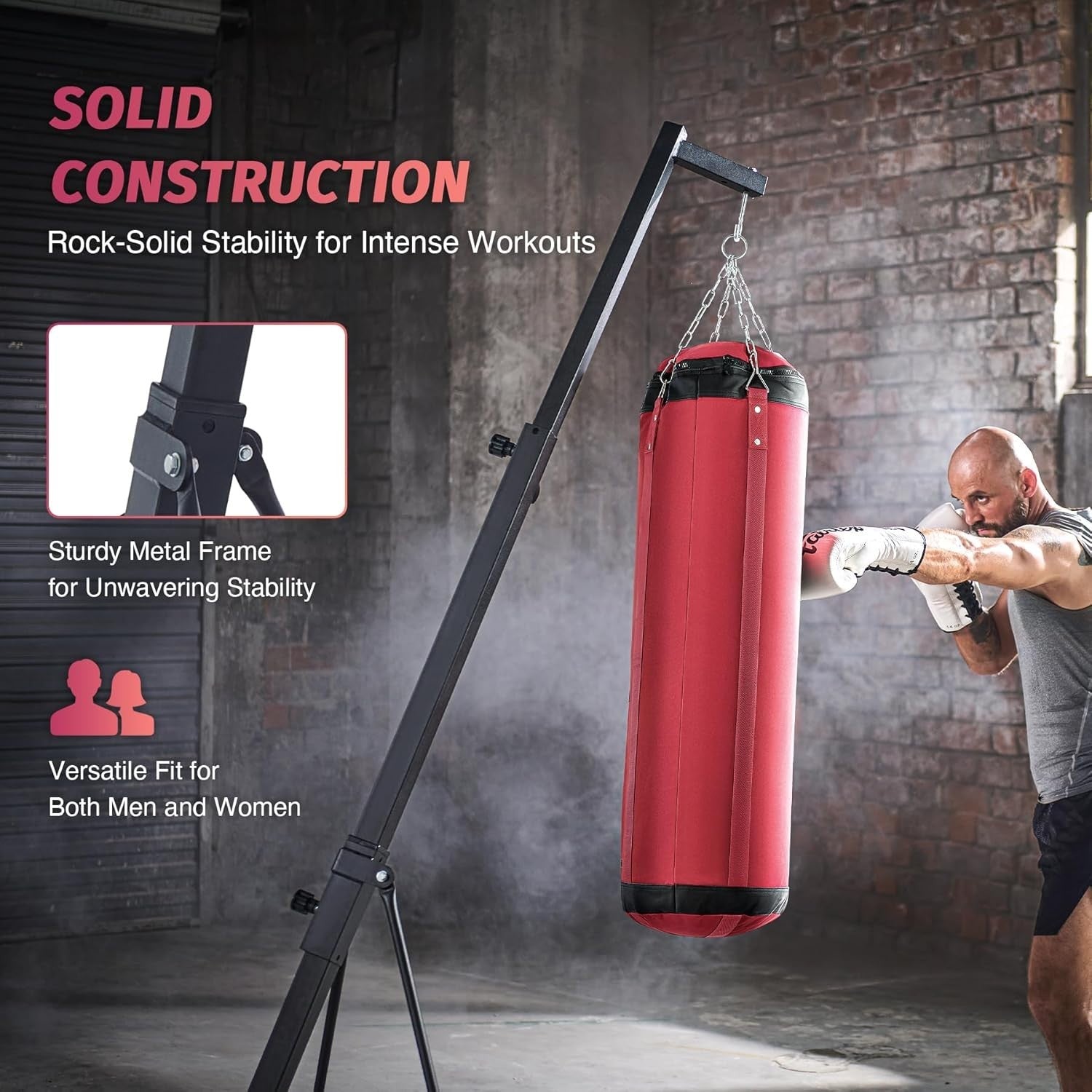 Adjustable Heavy Punch Bag Stand 100kg Capacity Free Standing Boxing Frame