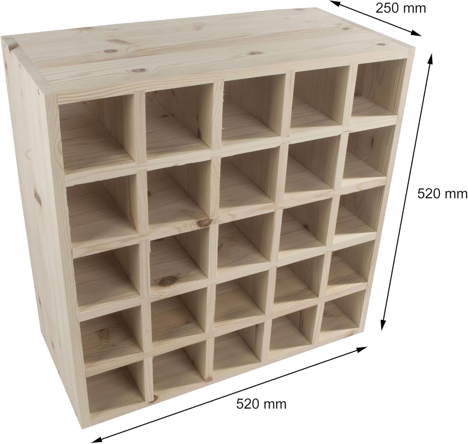 Solid Pine Wine Rack 25 Bottle Storage Free Standing Rustic Display Unit