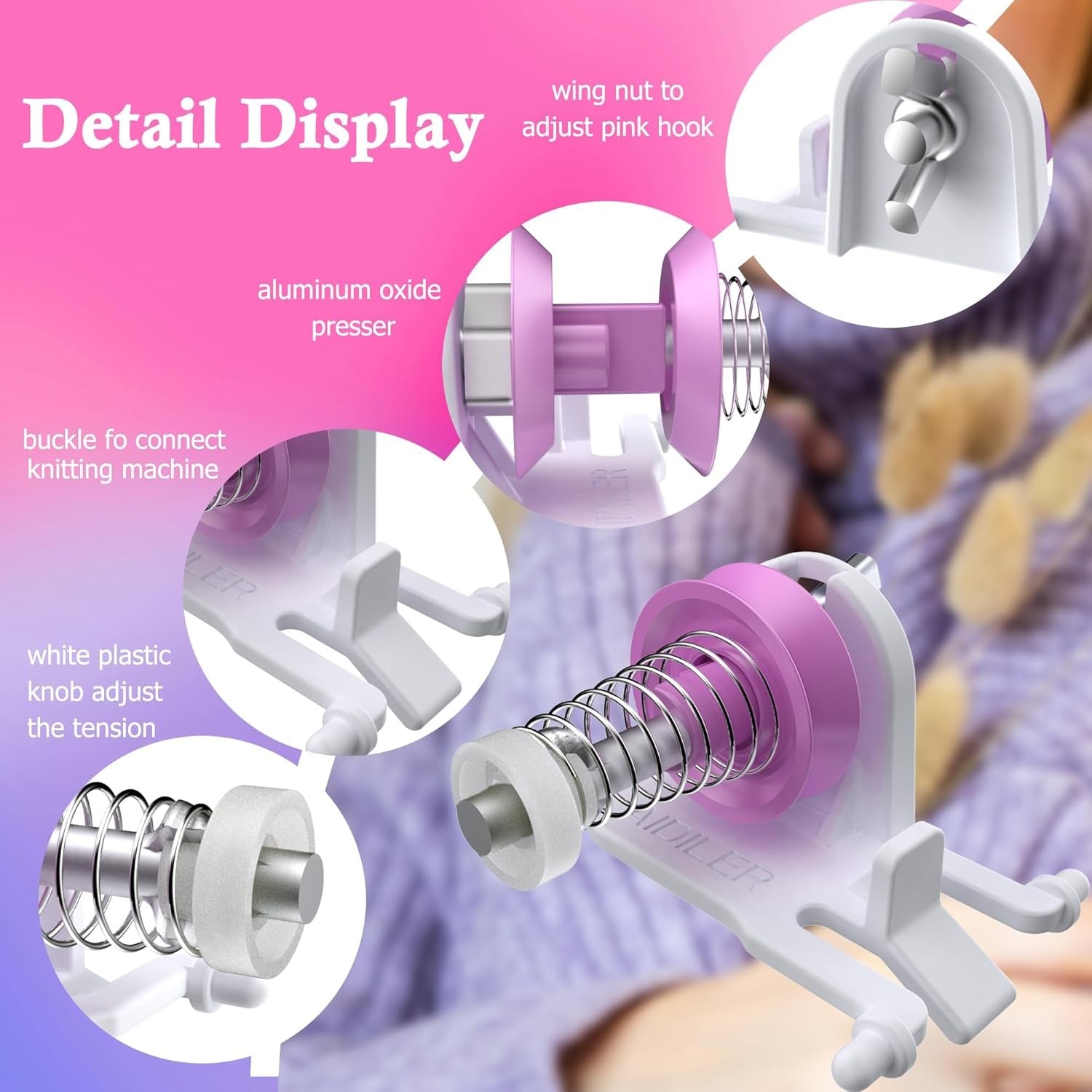 Knitting Machine Yarn Tensioner Adjustable Circular Loom Adapter 22–48
