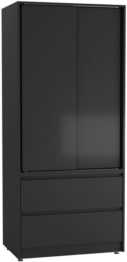 2-Door 2-Drawer Sliding Wardrobe with Hanging Rail & Silent Doors - Modern Stora