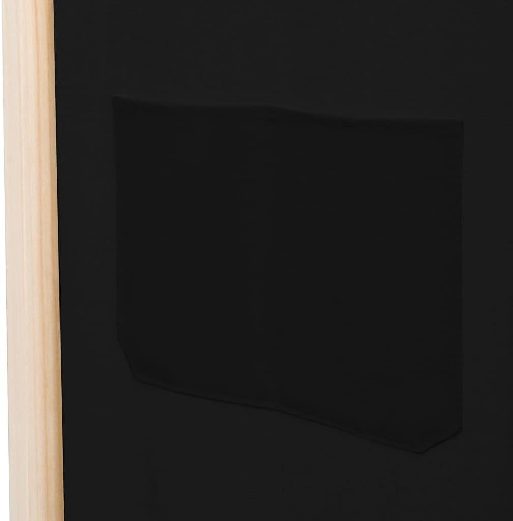 6-Panel Folding Room Divider Privacy Screen Black Fabric 240x170cm Home Partitio