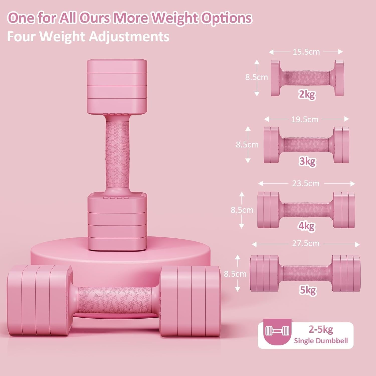 4-in-1 Adjustable Dumbbells Pair 2–5KG Non-Slip Home Gym Weights Set