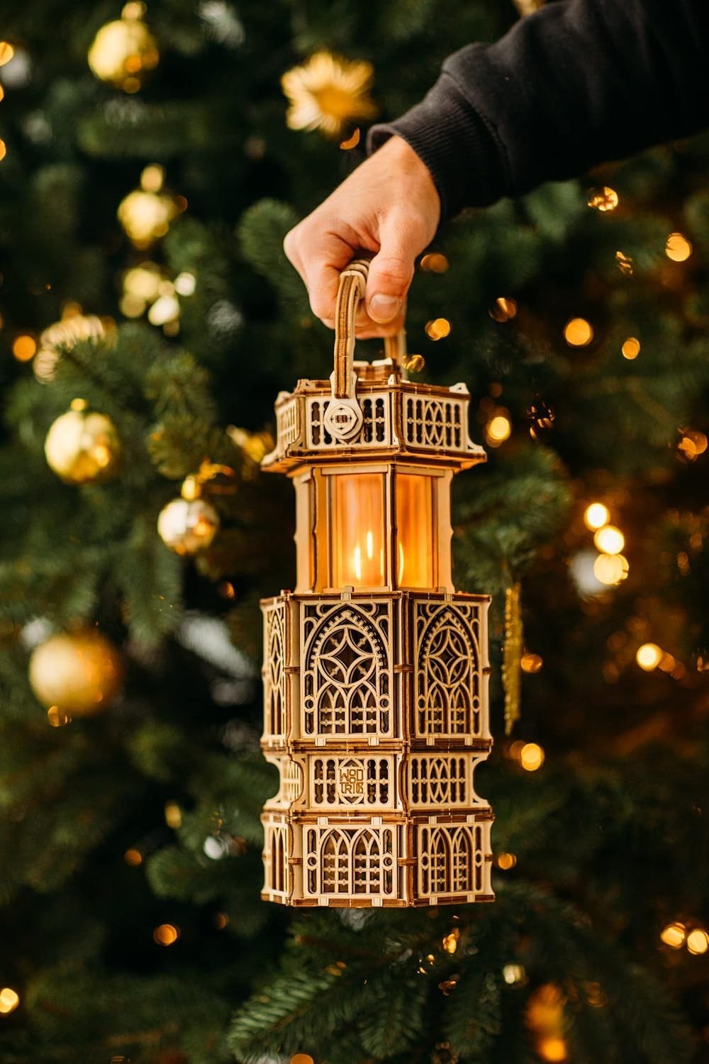 LED Lit 3D Wooden Lantern Puzzle – Mechanical DIY Model for Kids & Adults