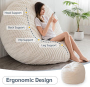 Giant Faux Fur Bean Bag Sofa Bed 180x180cm | Fluffy Floor Chair Adults.