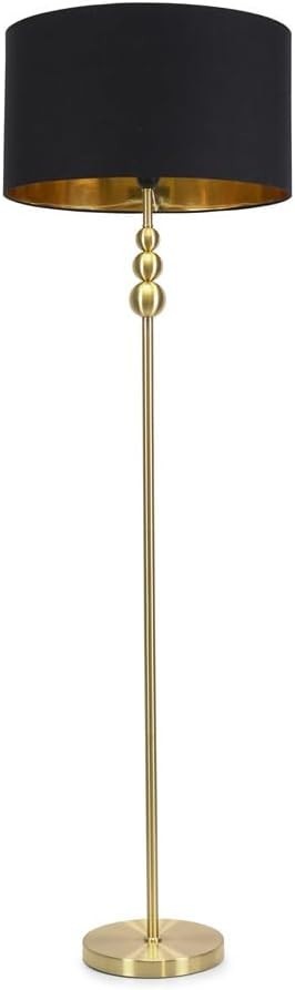 Modern Gold Floor Lamp Black Shade – LED Bulb Included, 180cm Tall